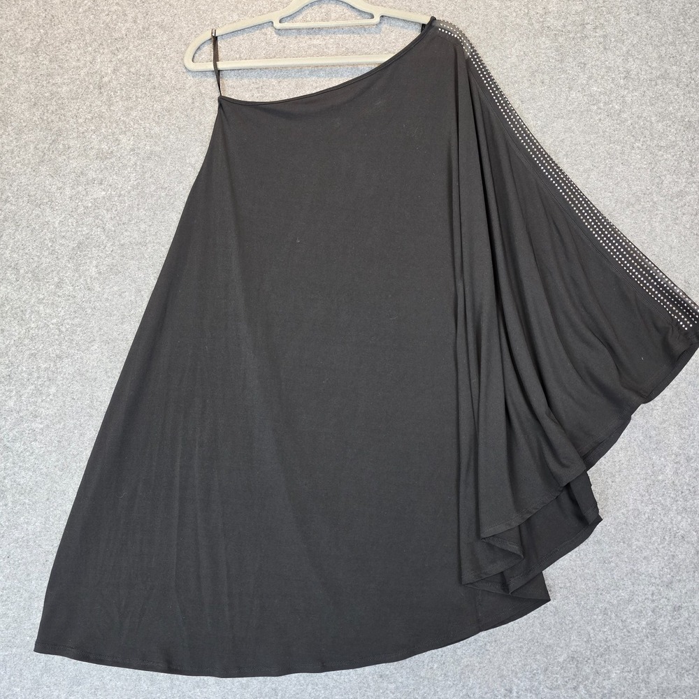Allen B. By Allen Schwartz Poncho Top Womens Medium Black Stretch Beaded Detail